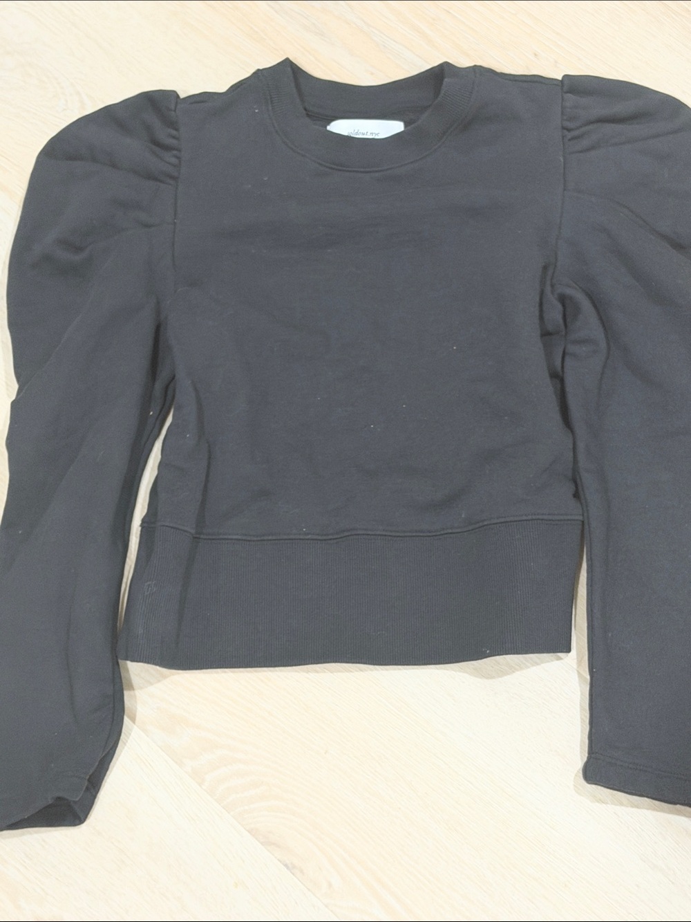 Sold Out NYC The Just Enough Puff Sweatshirt XS Black Organic Cotton Pullover - Picture 2 of 7
